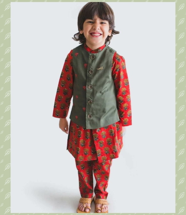 Maroon Kurta Set For boy