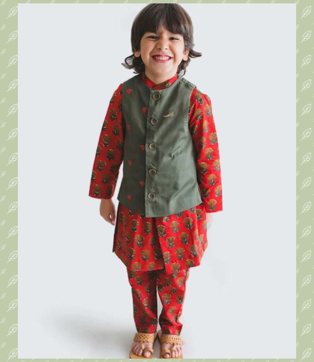 Maroon Kurta Set For boy